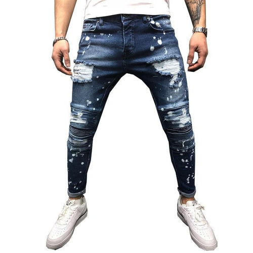 Men Jeans Stretch Destroyed Ripped