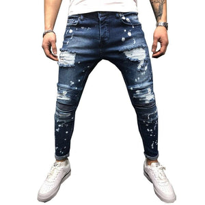 Men Jeans Stretch Destroyed Ripped